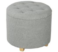 HOMCOM 45cm Round Ottoman with Storage, Lid, Cashmere Footstool