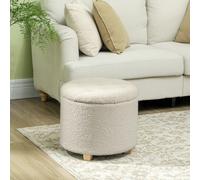 HOMCOM 31.8L Teddy Fleece Storage Ottoman - Cream White, none