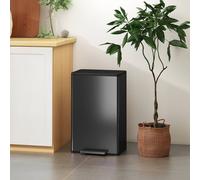 HOMCOM 45L Kitchen Bin, Pedal Bin with Soft-Close Lid, Removable Bucket in Black HOMCOM Black