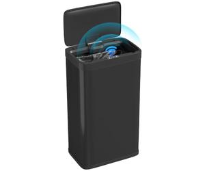 HOMCOM 45L Sensor Bin Automatic Kitchen Bin Soft Close Lid Black | Metal, Fingerprint-Resistant, Waste and Recycling