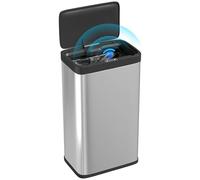HOMCOM 45L Sensor Bin, Metal Kitchen Bin with Automatic Soft Close Lid, Fingerprint-Resistant, for Waste and Recycling, Silver Tone