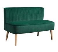 HOMCOM 46" Loveseat Sofa Upholstered Small 2 Seater Sofa with Thick Padded Seat and Rubber Wood Legs, Dark Green
