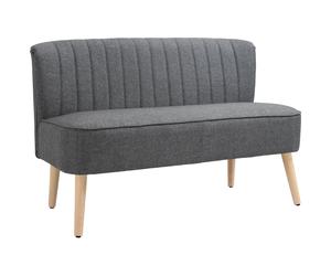 HOMCOM 46" Loveseat Sofa Upholstered Small 2 Seater Sofa with Thick Padded Seat and Rubber Wood Legs, Grey
