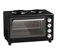 HOMCOM 46L Mini Oven with Dual Hot Plates, Electric Countertop Cooker with Convection, 90-230°C Adjustable Temperature