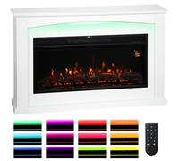 HOMCOM 48"/121 cm Electric Fireplace with Realistic Flame Effect & 5 Brightness Levels, 1000W/2000W Inset Electric Fire and Mantel Reach up to 30 m² Space with Remote & Timer for Living Room, White