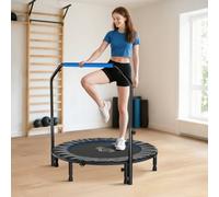 HOMCOM 40/45/48" Foldable Mini Trampoline Rebounder with Handle | Exercise Trampoline, U-Shaped Adjustable Foam Handle, for Home Workout, Indoor Outdoor Cardio Training, 150kg Capacity