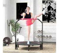 HOMCOM 48" Foldable Mini Trampoline Fitness Trampoline Rebounder for Adults with Adjustable Foam Handle, for Indoors, Outdoors, Cardio Training, 200kg Weight Capacity, Pink