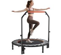 HOMCOM 48" Foldable Mini Trampoline Rebounder with Handle, Orange