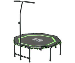 HOMCOM 48" Octagonal Mini Fitness Trampoline Rebounder Indoor Outdoor Foldable Mini Jumper with Adjustable Handle, Max Load 150 KG - Green