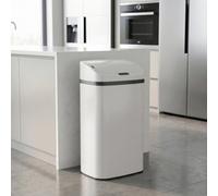 HOMCOM 48L Sensor Bin, Stainless Steel Automatic Kitchen Bin, White | Soft Close Lid, Fingerprint-Proof, for Recycling and Waste
