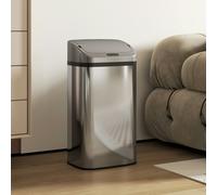 HOMCOM 48L Sensor Bin, Stainless Steel Kitchen Bin with Automatic Soft Close Lid and Fingerprint-Proof for Recycling and Waste, Silver Tone