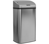 HOMCOM 48L Sensor Bin, Stainless Steel Kitchen Bin with Automatic Soft Close Lid and Fingerprint-Proof for Recycling and Waste, Silver Tone