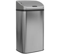 HOMCOM 48L Sensor Bin, Stainless Steel Kitchen Bin with Automatic Soft Close Lid and Fingerprint-Proof for Recycling and Waste, Silver Tone Silver