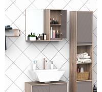 HOMCOM MDF Wall Mounted Bathroom Cabinet w/ Mirror - Home Living | TJ Hughes