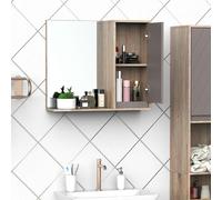 HOMCOM Wall Mounting Bathroom Cabinet Mirror - Grey & Oak Brown