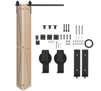 Bi-Folding Sliding Barn Door Hardware Kit Sliding Door Kit HOMCOM Black 1290mm x 2055mm