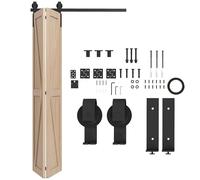 HOMCOM 4FT/122CM Bi-Folding Sliding Barn Door Hardware Track Kit Heavy Duty