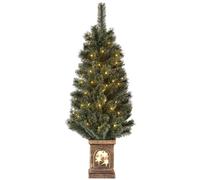 HOMCOM 4ft Artificial Christmas Tree with 80 Warm White LED Lights Green | 8 Modes, Remote, Realistic Xmas Tree, Square Stand, Party Decoration