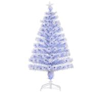 Homcom 4FT Artificial Fibre Optic Christmas Tree Seasonal Decoration with LED Lights Pre-Lit Easy Store White Blue