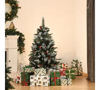 HOMCOM 4FT Artificial Snow Dipped Christmas Tree Xmas Pencil Tree Green