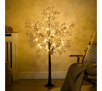 Homcom 4Ft Artificial Tree With Warm White Led Lights, Baby Breath Flowers In Brown Brown One Size