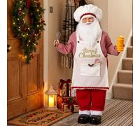 Homcom 4Ft Christmas Singing Cooking Santa Claus With Head Moving