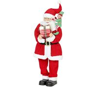 HOMCOM 4ft Christmas Singing Dancing Santa Claus with Elf, Gift Box in Red | Size: 120 cm HOMCOM Red 120 cm