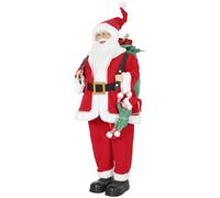 HOMCOM 4ft Christmas Singing Dancing Santa Claus with Sack, Hanging Elf in Red | Size: 120 cm HOMCOM Red 120 cm
