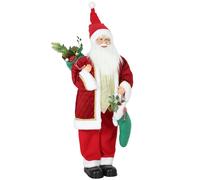 HOMCOM 4ft Christmas Singing Dancing Santa Claus with Stocking, Sack in Red | Size: 120 cm HOMCOM Red 120 cm