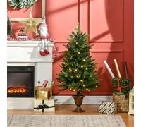 HOMCOM 1.2m 4ft Christmas Tree Entrance Décor 750 Tips Xmas Pre-lit Tree 80 LED with Vase Base