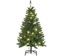 Homcom 4Ft Prelit Artificial Christmas Tree W/ Warm White Light Xmas Decoration In Green Green