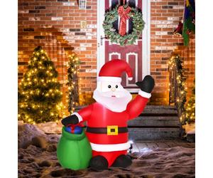 Homcom 4Ft Inflatable Christmas Santa Claus Led Lighted Yard Holiday For Lawn