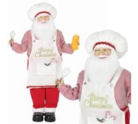 HOMCOM 4ft Life Size Singing Cooking Santa Claus with Posable Arms | 120 cm Standing Musical Animated Santa with Bread, Head Moving, Handcrafted, Sound Touch Activated, Moving Christmas Figure