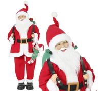 HOMCOM 4ft Life Size Singing Dancing Santa Claus 120 cm Musical Animated | Standing Santa with Sack, Hanging Elf, Handcrafted, Sound Touch Activated, Moving Christmas Figure Decoration