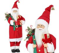 HOMCOM 4ft Life Size Singing Dancing Santa Claus with Gift and Sack | 120 cm Standing Musical Animated Santa, Handcrafted, Sound Touch Activated, Moving Christmas Figure