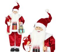 HOMCOM 4ft Life Size Singing Dancing Santa Claus with Posable Arms | 120 cm Standing Musical Animated Santa with Gift and Candy Cane, Handcrafted, Sound Touch Activated, Moving Christmas Figure