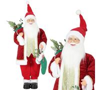 HOMCOM 4ft Life Size Singing Dancing Santa Claus 120 cm Musical Animated | Standing, with Stocking, Sack, Posable Arms, Handcrafted, Sound Touch Activated, Moving Christmas Figure Decor