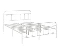HOMCOM 4ft Metal Double Platform Bed Frame w/ Underbed Storage Headboard White