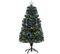 HOMCOM 4FT Multicoloured Artificial Christmas Tree w/ Pre-Lit Modes Metal Stand