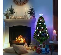 HOMCOM 4ft 120cm Fiber Optic Xmas Tree Artificial Christmas Tree W/ Stars