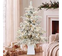 Homcom 4Ft Prelit Flocked Christmas Tree With 8 Modes, Remote, Green White