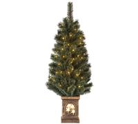 HOMCOM 4ft Small Christmas Tree w/ 80 Warm White LED Lights, 8 Modes and Remote, Realistic Xmas Tree with Square Stand, Green Aosom UK