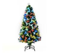 Homcom 4FT Tall Artificial Tree Fiber Optic Colorful LED Pre-Lit Holiday Home Christmas Decoration with Flash Mode - Green