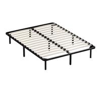 HOMCOM 4ft6 Double Bed Frame, Metal Platform Bed Frame with 2 x 14 Wood Slats, No Box Spring Needed, Underbed Storage, Black