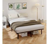 HOMCOM Bed Frame, Metal Platform Bed Frame with 28 Wood Slats - Double Bed