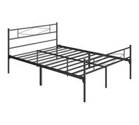 HOMCOM 4ft6 Double Bed Frame with Headboard and Footboard, Metal Platform Bed Frame with 32 cm Underbed Storage, Black