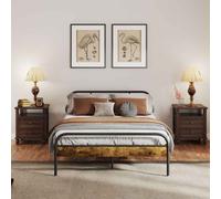 HOMCOM 4ft6 Double Bed Frame with Headboard, Platform Bed Frame with Underbed Storage, Slat Support, No Box Spring Needed, Easy Assembly, Rustic Brown Rustic Brown