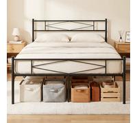 (M) HOMCOM Bed Frame with Steel Slat Support, Noise-Free, Black