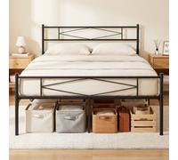 HOMCOM Bed Frame with Steel Slat Support, Noise-Free, Black - Double