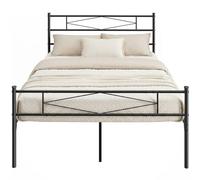 HOMCOM 4ft6 Double Bed Frame with Steel Slat Support, Noise-Free, Black HOMCOM Black Double